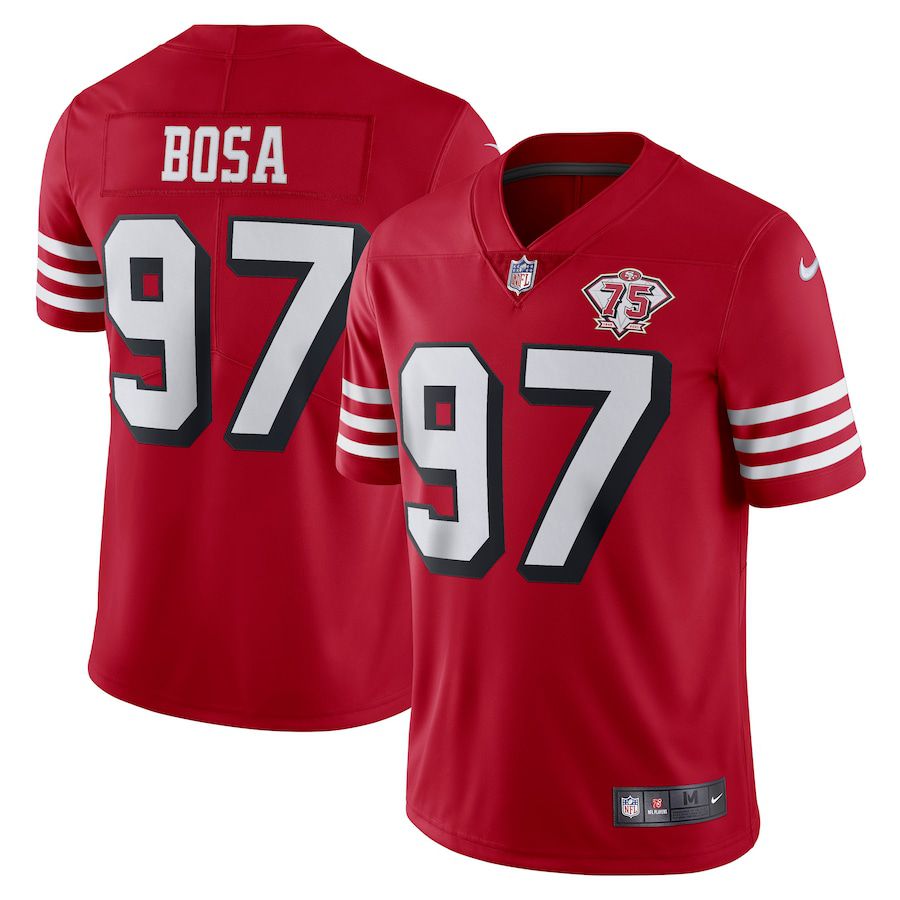 Men San Francisco 49ers #97 Nick Bosa Nike Scarlet 75th Anniversary Limited NFL Jersey